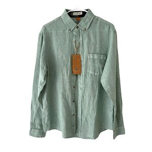 Tailor Vintage Light Green Linen Button Down Shirt